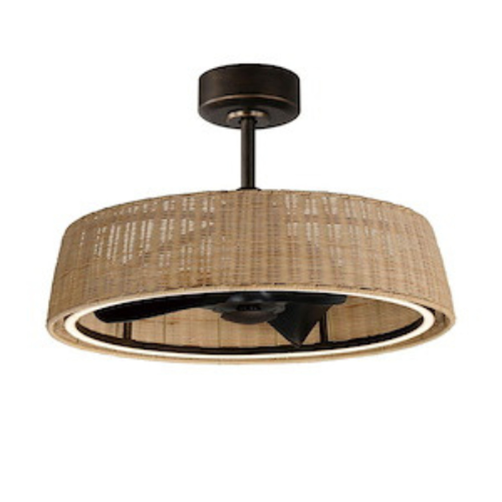 Maxim Tulum Natural Wicker Rattan LED Smart Fandelier 22" 61012NADBZ New in Box